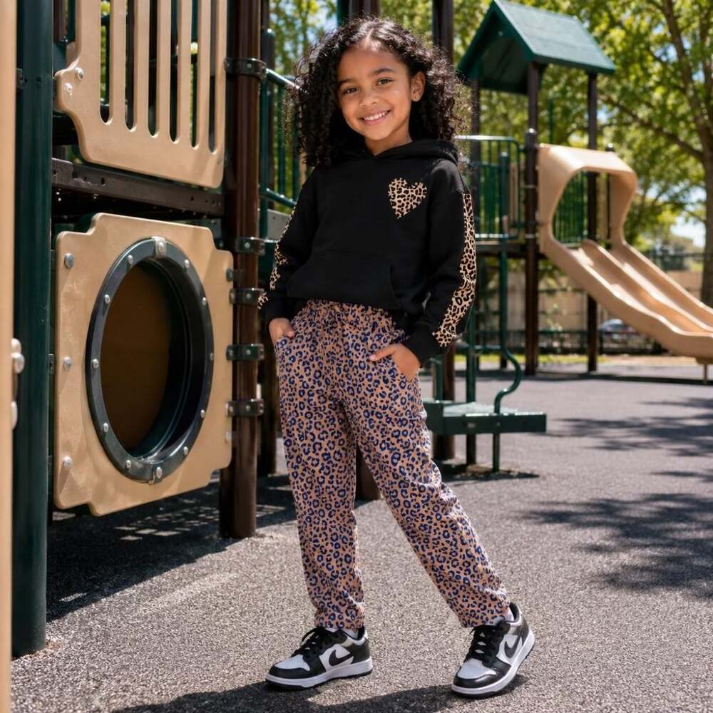 Mini Boden Blue Leopard Print Pants 5-6Y